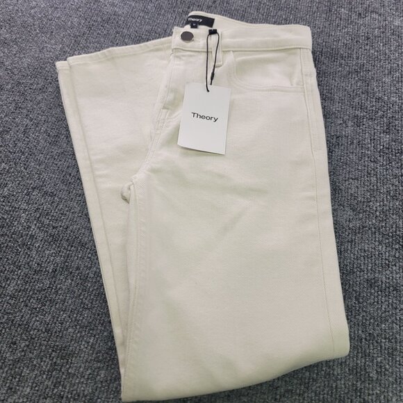 Theory Womens Size 24 Treeca D Crop Slim Cut Ecru Colored Drill Pants New - Picture 5 of 16